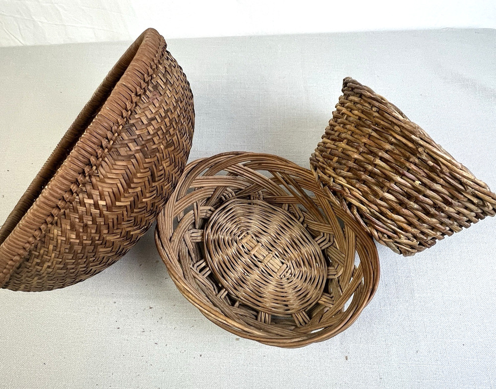 Woven Baskets Home Decor Set Of 3 Rustic Country Decorative Natural Coastal Boho